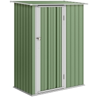 Outsunny 5ft x 3ft Garden Shed with Lean to, Tool Shed w/ Sloped Roof, Lockable Door for Equipment, Bikes, Light Green