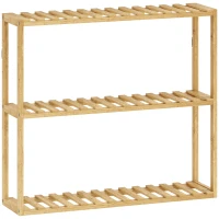 HOMCOM Etajeră din bambus ajustabilă, etajeră de baie cu 3 niveluri, 60 x 15 x 54 cm, efect de lemn natural(m-1)
