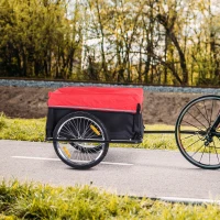 Outsunny Remorcă pentru Biciclete din Oțel cu suportă la 40 kg și Husă Protectoare, 140x88x60 cm, Roșu și Negru(m-2)