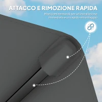 Outsunny Telo di Ricambio per Ombrellone da 3 m a 8 Stecche, Poliestere Anti UV 50+, Grigio(m-7)