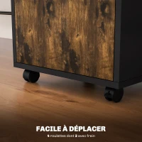 HOMCOM Caisson de bureau à roulettes avec tiroir placard niche pour documents et dossier suspendu 40 x 35 x 60 cm brun rustique(m-6)