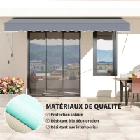 Outsunny Store banne Manuel rétractable 4L x 1,2l m Auvent Téléscopique sans Perçage Inclinaison et Hauteur réglable Installation Rapide métal alu Polyester Anti-UV Gris foncé(m-4)