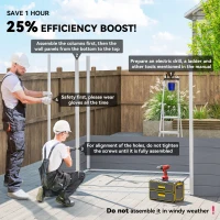 Outsunny Tuinhuis, Tuinschuur met Ventilatieraam, Kunststof, Metaal, 240 x 190 x 180/228, Grijs(m-4)