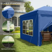 Outsunny 6 x 3m Garden Heavy Duty Water Resistant Pop Up Gazebo Marquee Party Tent Wedding Canopy Awning-Blue(m-6)