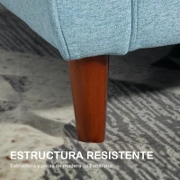 HOMCOM Sofá de 2 Plazas Tapizado en Lino Sintético para Salón Moderno con Reposabrazos Patas de Madera 140x78x83 cm Azul Claro(m-6)