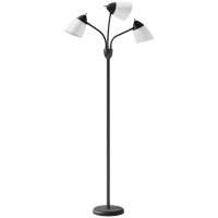 HOMCOM Arc Tree Floor Lamp with 3 Adjustable Rotating Lights and 3000K/4500K/6500K Colour Temperatures, Industrial Standing Lamp with Steel Frame for Bedroom Living Room, 155cm, Black(m-1)