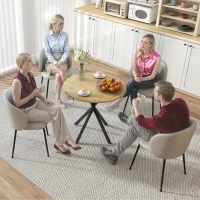 HOMCOM Table à manger ronde pour 2 personnes avec plateau aspect bois et piètement croisé en acier, blanc chêne(m-7)