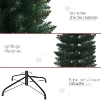 HOMCOM Sapin de Noël artificiel 180 cm, arbre de Noël slim avec 380 pointes de branche, support en métal pliable, vert(m-7)