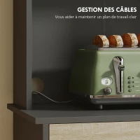 HOMCOM Buffet haut cuisine, armoire de cuisine, tiroir, 3 portes, étagères ouvertes, plan de travail, 60x40x180cm, bois naturel(m-6)