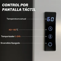 HOMCOM Toallero Eléctrico de Pared para Baño con 4 Barras Calentamiento Rápido Wi-Fi y Pantalla Táctil 47,5x9,5x49 cm Blanco(m-5)