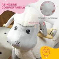 AIYAPLAY Cal Balansoar pentru Copii 1-3 Ani din Lemn și Pluș cu Centură de Siguranță, Pedale și Sunete, 68x35x55 cm, Gri(m-7)