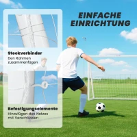 SPORTNOW Fußballtor, robustes Netz, Kunststoff-Rahmen, Heringe, 240L x 90B x 180H cm, Weiß(m-4)