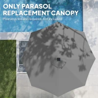 Outsunny 3 m Replacement Parasol Canopy with Top Vent, UPF 50+ Garden Parasol Replacement Canopy, 8 Rib Parasol Cover Replacement Fits Various Frames, Grey(m-8)
