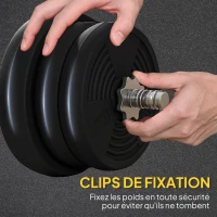 SPORTNOW Ensemble d'haltères 25 kg total, barres d'haltère disques de poids barre longue, poignée antidérapante, Ø 25x120cm, noir(m-7)