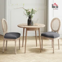 HOMCOM Set of 2 Dining Chairs - Louis XVI Style Medallion Living Room Chair - Solid Carved, Patinated Wood(m-10)