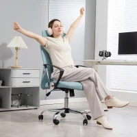 HOMCOM Scaun de Birou Ergonomic cu Înălțime Reglabilă și Spătar din Plasă, Verde(m-8)