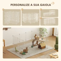 PawHut Recinto de Metal para Pequenos Animais de Estimação com 36 Painéis Desmontável DIY 146x73x73 cm Branco(m-4)