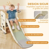 AIYAPLAY Tobogan pentru Copii cu Coș de Baschet și Minge Gri și Crem(m-6)