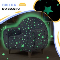 AIYAPLAY Poltrona para Crianças com Desenho de Estrelas que Brilham no Escuro Tecido Suave de Veludo 55x40x55 cm Cinzento(m-5)