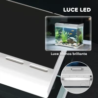 PawHut Acquario per Pesci Rossi 17L con Luci LED, Pompa d'Acqua e Sistema di Filtraggio, 35x21x31 cm, Bianco(m-6)