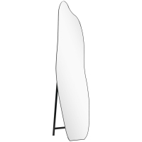 HOMCOM Espejo de Pie Cuerpo Entero sin Marco Espejo de Pie Forma Irregular con Soporte 40x4x160 cm Negro y Plata