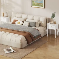 HOMCOM Lot de 2 tables d'appoint, bout de canapé avec pieds courbés, table basse pour salon, chambre, 45 x 35 x 55 cm, blanc(m-7)