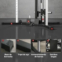 SPORTNOW Máquina Multi Estação Musculação para Treino de Ombros Braços Carga 120 kg para Fitness Ginásio em Casa 170x139x200 cm Preto(m-7)