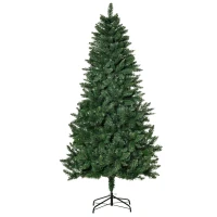 HOMCOM Árbol de Navidad Artificial 180 cm Ignífugo con 724 Ramas con 2 Tipos de Puntas de PVC Base Plegable y Soporte de Acero Decoración Navideña de Interior Verde(m-1)