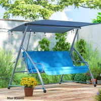 Outsunny Auflagen-Set für Hollywoodschaukel 170 cm Stuhlkissen Schaukelauflage Sitzkissen Gartenschaukel Gartenpolster Rückenkissen Seitenkissen Blau(m-9)