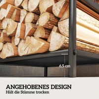 Outsunny Kaminholzregal für innen 42,5 x 33,5 x 43 cm Brennholzregal für Kamin Ofen aus Metall Schwarz(m-5)