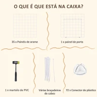 PawHut Recinto de Metal para Pequenos Animais de Estimação com 36 Painéis Desmontável DIY 146x73x73 cm Branco(m-6)