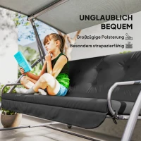 Outsunny Sitzkissen Sitzauflage für Hollywoodschaukel 170 x 100 x 8cm Dunkelgrau(m-7)