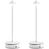 HOMCOM Conjunto de 2 Candeeiros de Mesa Recarregáveis por USB Reguláveis com Controlo Táctil 3000K/4500K/6500K Ø10x30 cm Branco(m-11)