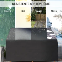 Outsunny Capa Protetora para Banco 2 Lugares Capa Protetora de Móveis Impermeável Exterior Jardim Proteção contra Chuva e Sol 140x84x56/94 cm Preto(m-4)