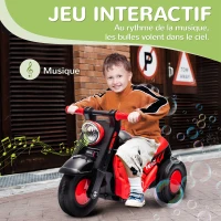 AIYAPLAY Moto porteur enfant moto draisiènne avec musique et bulles roues larges pour enfants de 2 à 5 ans 80 x 35,5 x 42 cm noir(m-4)