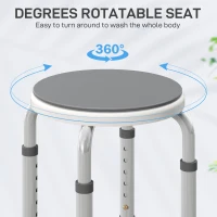 HOMCOM 360° Swivel Shower Chair, Height Adjustable Aluminium Shower Stool with Non-Slip Feet for Disabled, Elderly, Grey(m-6)