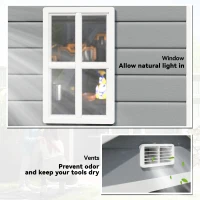 Outsunny 6'x4.5' Garden Storage Shed, Lockable Garden Shed with Double Doors, Window, Vent and Plastic Roof, Grey(m-7)