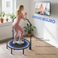SPORTNOW Cama Elástica Plegable Ø102 cm con Mango Ajustable Marco de Acero para Entrenamiento Piernas Cuerpo Azul y Negro(m-6)