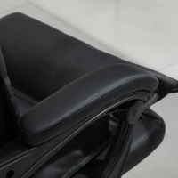 Vinsetto Fauteuil de bureau, chaise bureau ergonomique en similicuir avec large assise rembourrée, dossier inclinable, hauteur réglable, accoudoirs et repose-pied intégrés, charge 135 Kg, noir(m-13)