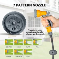 Outsunny Retractable Hose Reel Wall Mounted, 30+2m Garden Hose Pipe Reel with Lock, Auto Rewind, 7 in 1 Spray Nozzle, Includes Wall Fixings, 180° Swivel, Outdoor Watering, 59 x 23 x 42 cm, Orange(m-7)