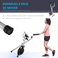 HOMCOM Bicicleta Estática Dobrável com 8 Níveis de Resistência Magnética com Assento Ajustável 43x97x109 cm Cinzento(m-7)