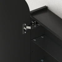 HOMCOM Arched Bathroom Mirror Cabinet with Adjustable Glass Shelves - Black(m-9)