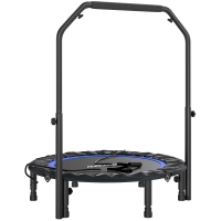 SPORTNOW Klappbares Trampolin Ø102 cm mit verstellbarem Griff Stahlrahmen für Bein- und Körpertraining Blau und Schwarz