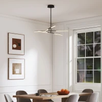 HOMCOM Candeeiro Suspenso Moderno Candeeiro de Teto LED com Ângulo de Luz Ajustável Pantalla de Acrílico Ø100x79 cm Preto(m-8)