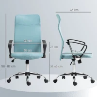 HOMCOM Scaun de Birou Ergonomic cu Înălțime Reglabilă și Spătar din Plasă, Verde(m-3)