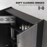 HOMCOM Dulap Suspendat de Baie cu 2 Uși cu Oglindă și 2 Rafturi Interne 60x15x75cm, Negru(m-7)