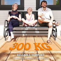 Outsunny 3-Seat Glider Rocking Chair for 3 People Garden Bench Patio Furniture Metal Frame, Grey(m-7)