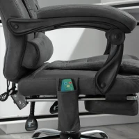 Vinsetto Fauteuil de bureau massant chauffant hauteur réglable dossier inclinable repose-pied + coussin lombaires intégrés(m-12)
