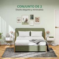 HOMCOM Juego de 2 Mesitas de Noche Colgantes Mesillas de Noche para Dormitorio con Cajón 43x36,5x30,5 cm Blanco(m-5)