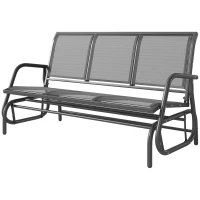 Outsunny 3-Seat Glider Rocking Chair for 3 People Garden Bench Patio Furniture Metal Frame, Grey(m-11)